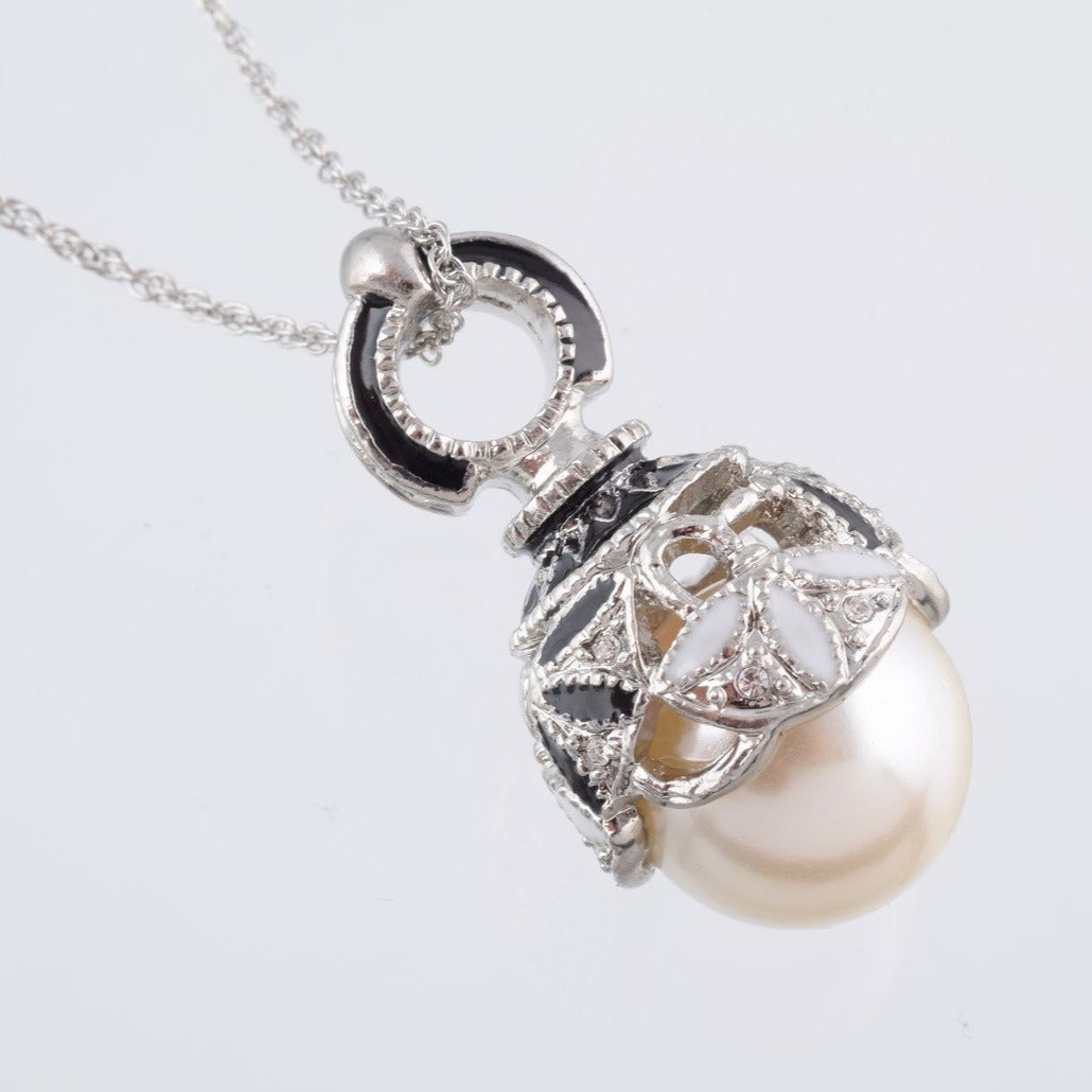 Keren Kopal Silver & Black Pearl Egg Pendant Necklace