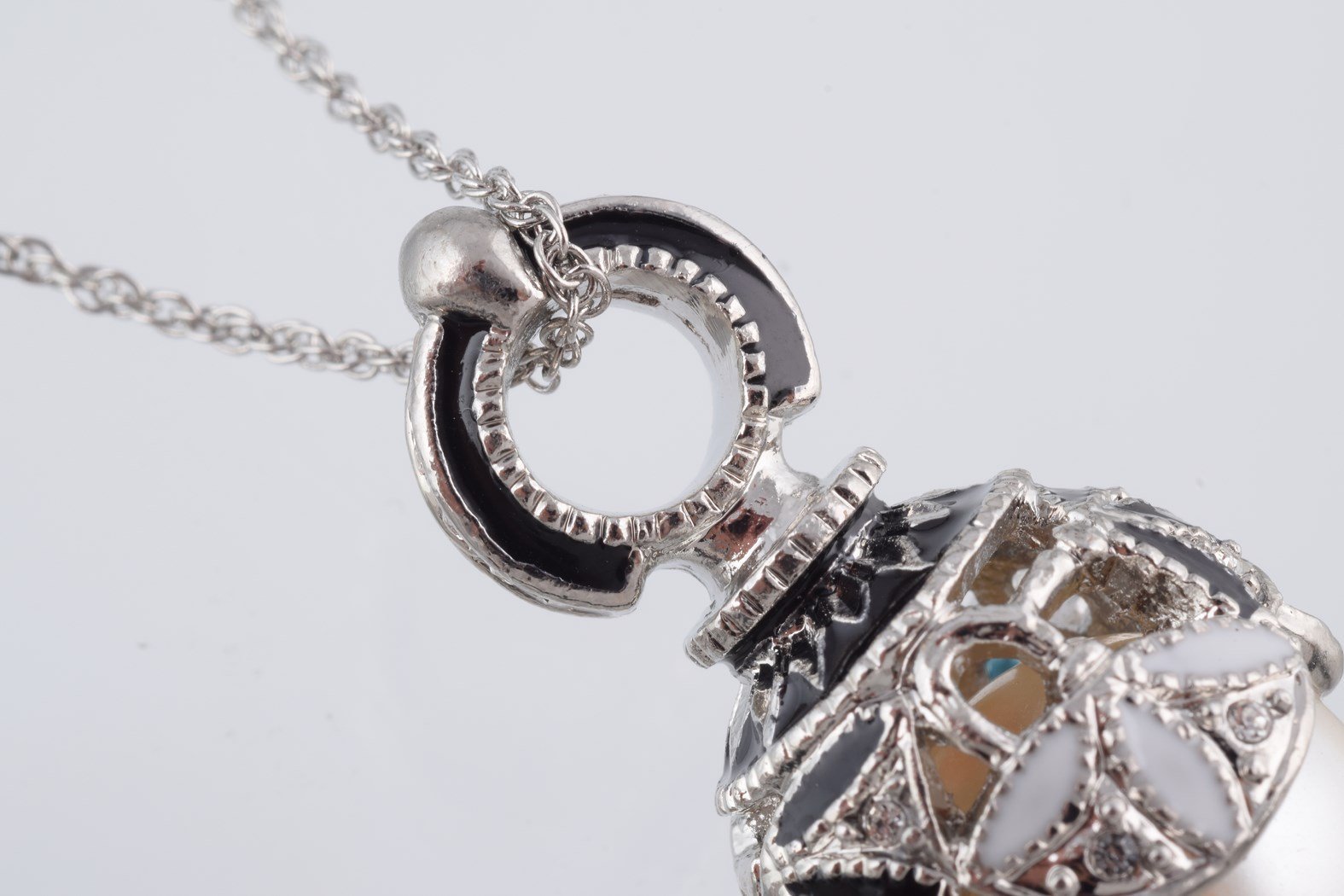 Keren Kopal Silver & Black Pearl Egg Pendant Necklace