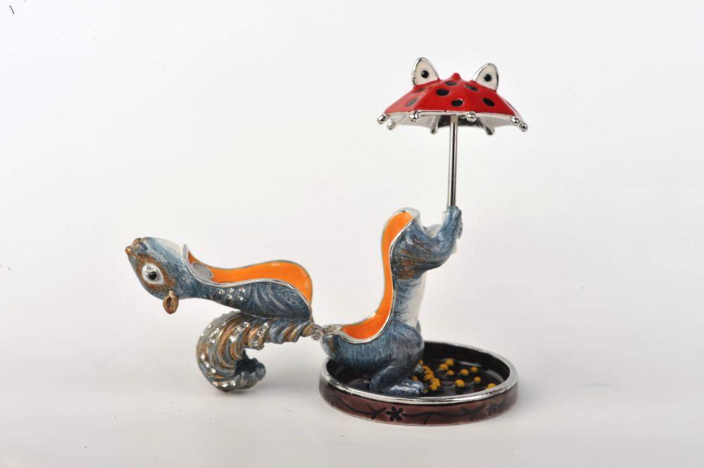 Keren Kopal Squirrel with a Red Umbrella