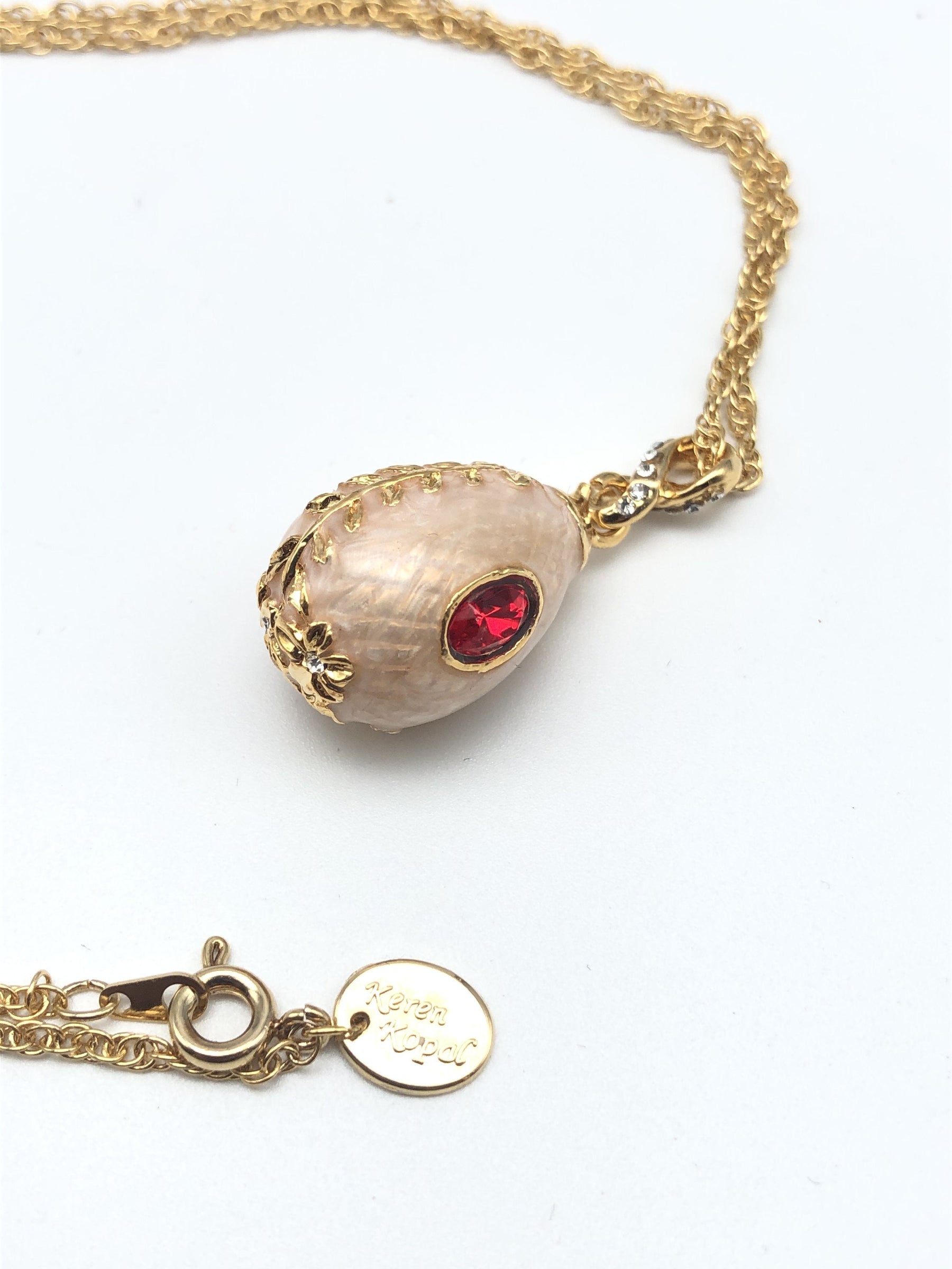 Keren Kopal Pink Egg Pendant Gold Necklace