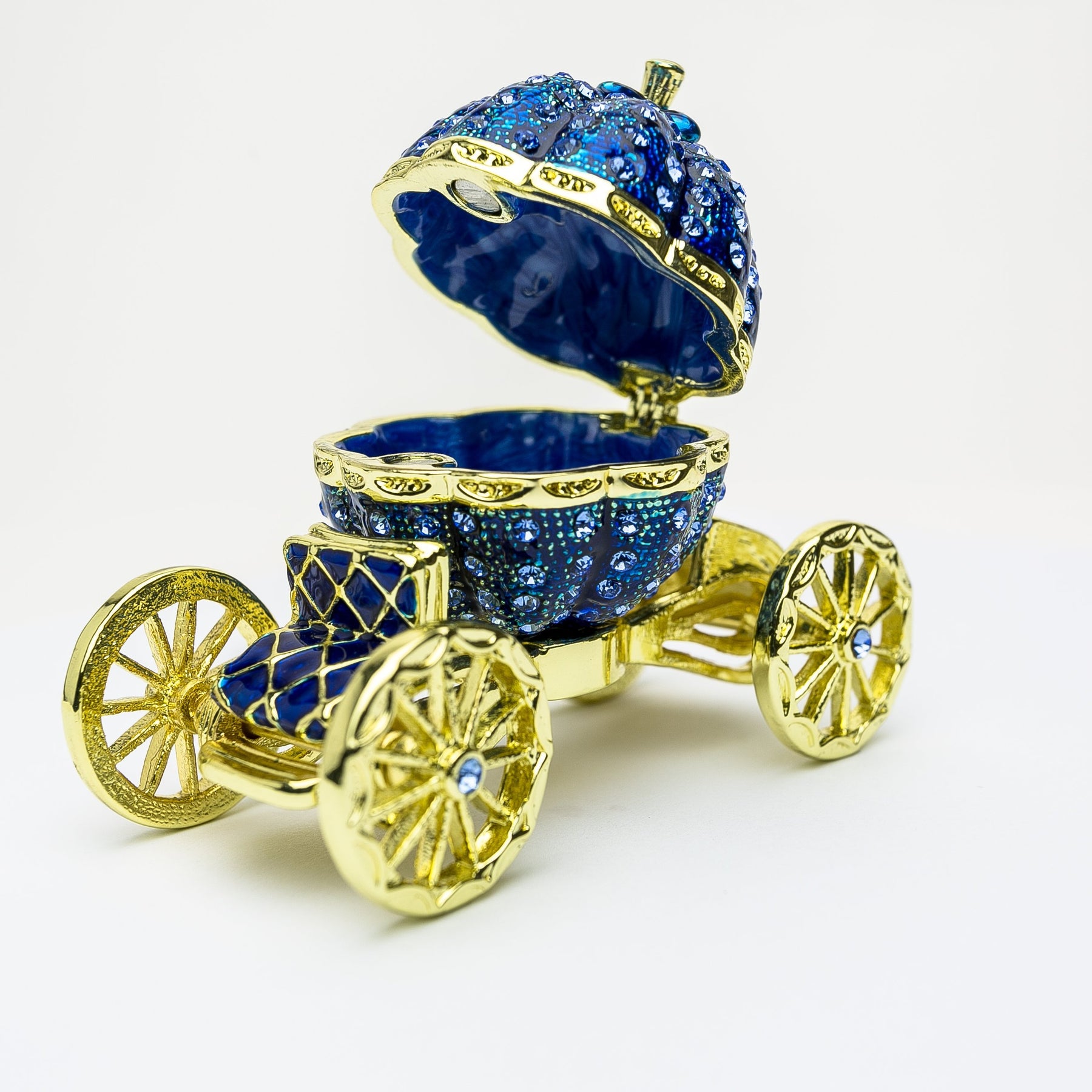 Keren Kopal Royal Blue Faberge Pumpkin on Carriage