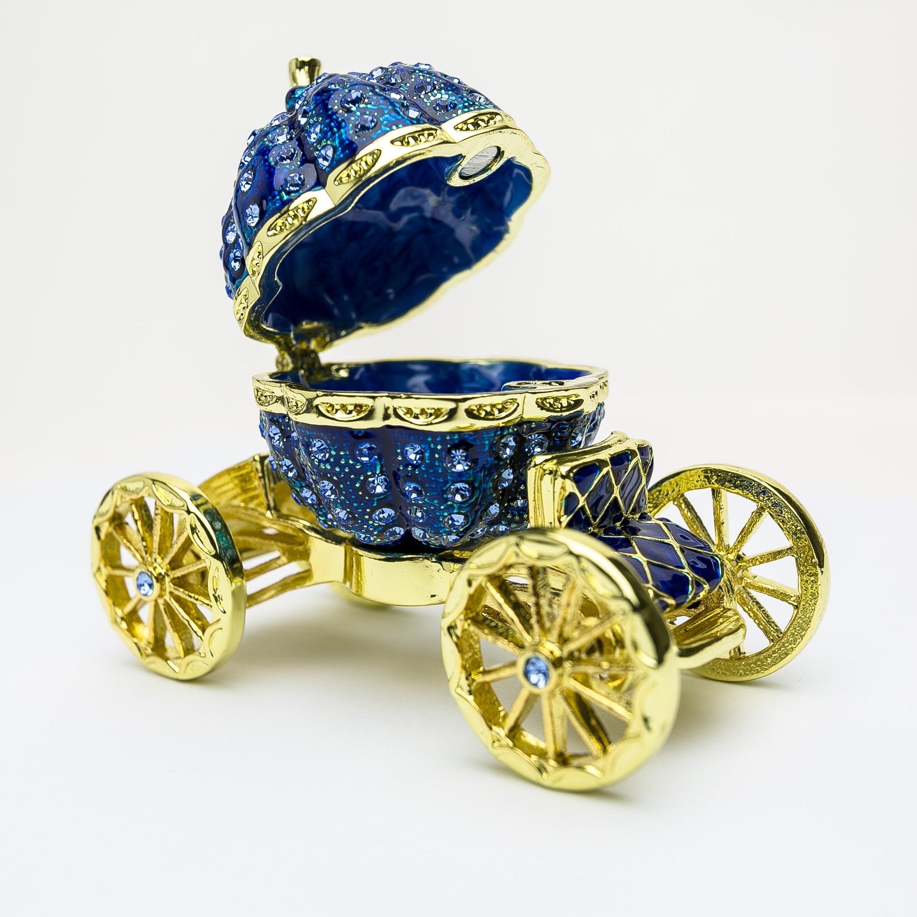 Keren Kopal Royal Blue Faberge Pumpkin on Carriage
