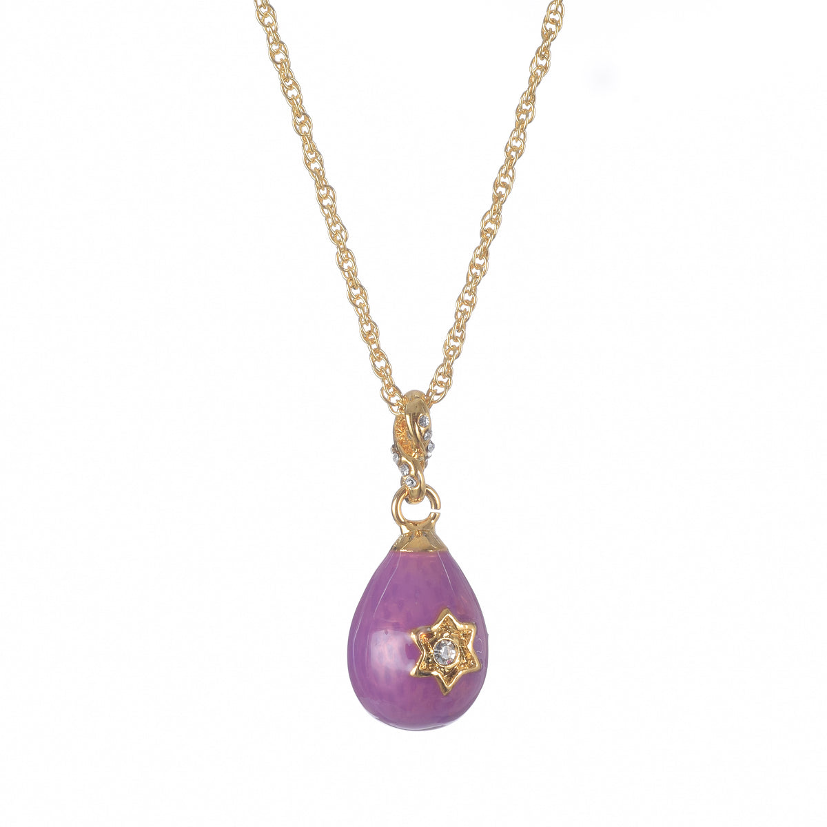 Keren Kopal Purple Egg Star of David Pendant Gold Necklace