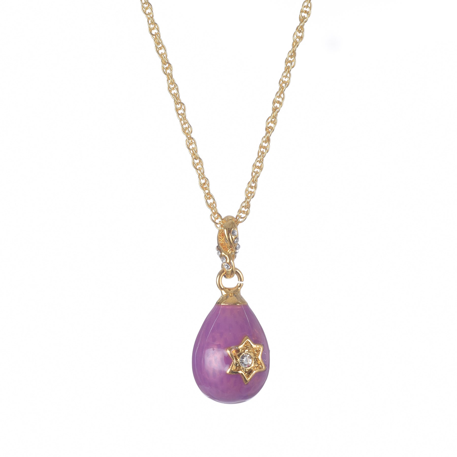 Keren Kopal Purple Egg Star of David Pendant Gold Necklace