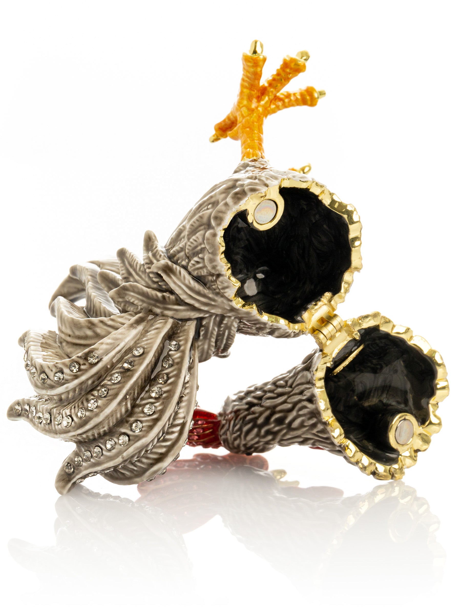 Keren Kopal Gray Rooster Jewelry Trinket Box