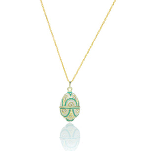 Gold & Light Blue Egg Pendant Necklace