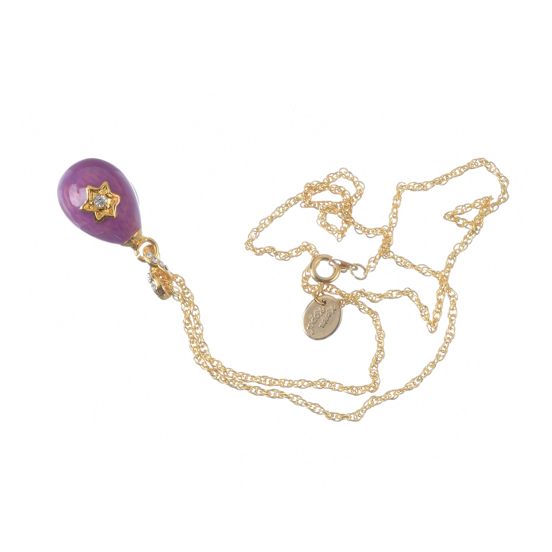 Keren Kopal Purple Egg Star of David Pendant Gold Necklace