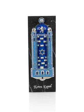 Blue Western Wall style Mezuzah