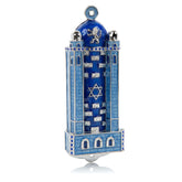 Blue Western Wall style Mezuzah