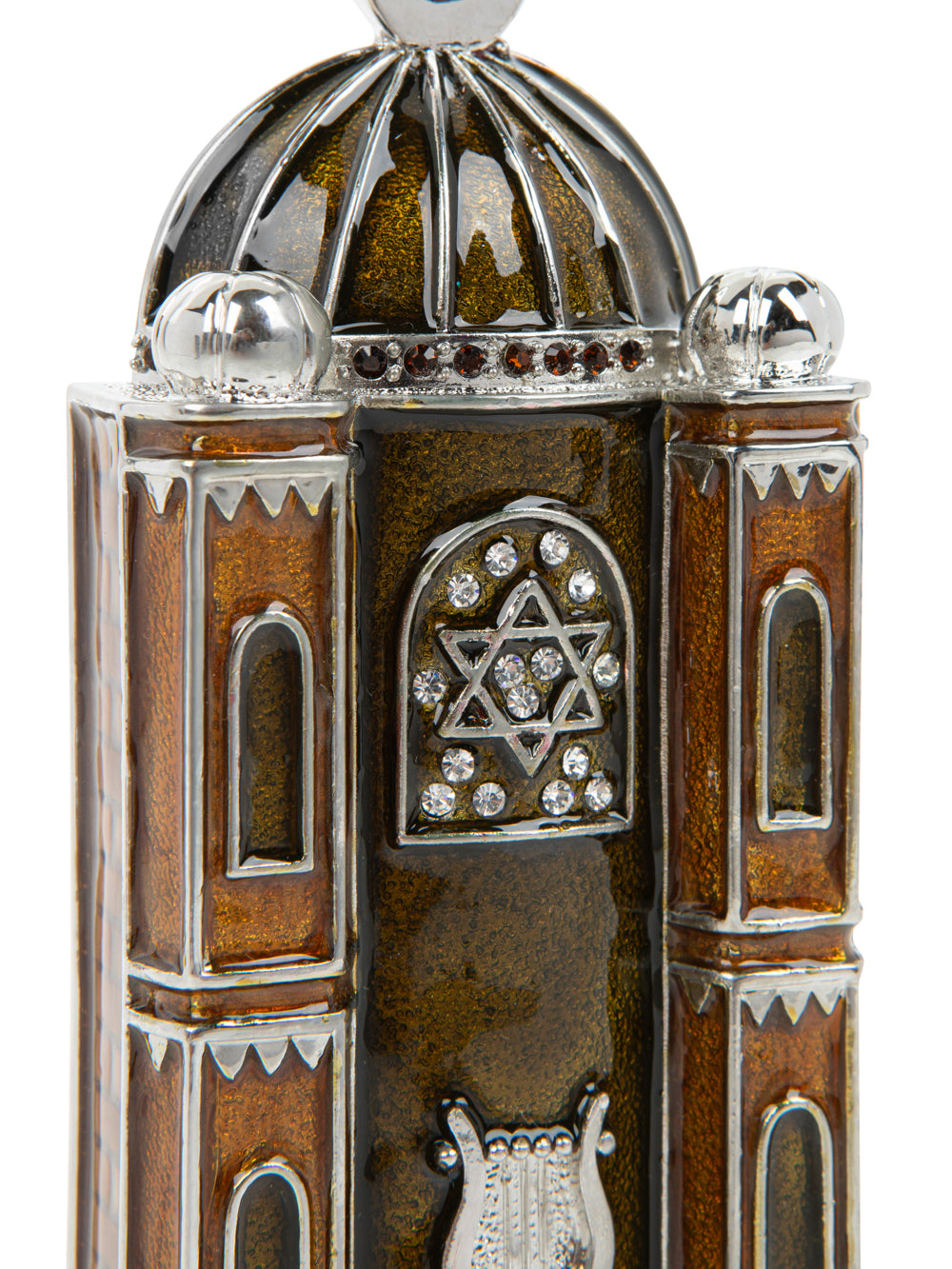 Brown Judaica style Mezuzah