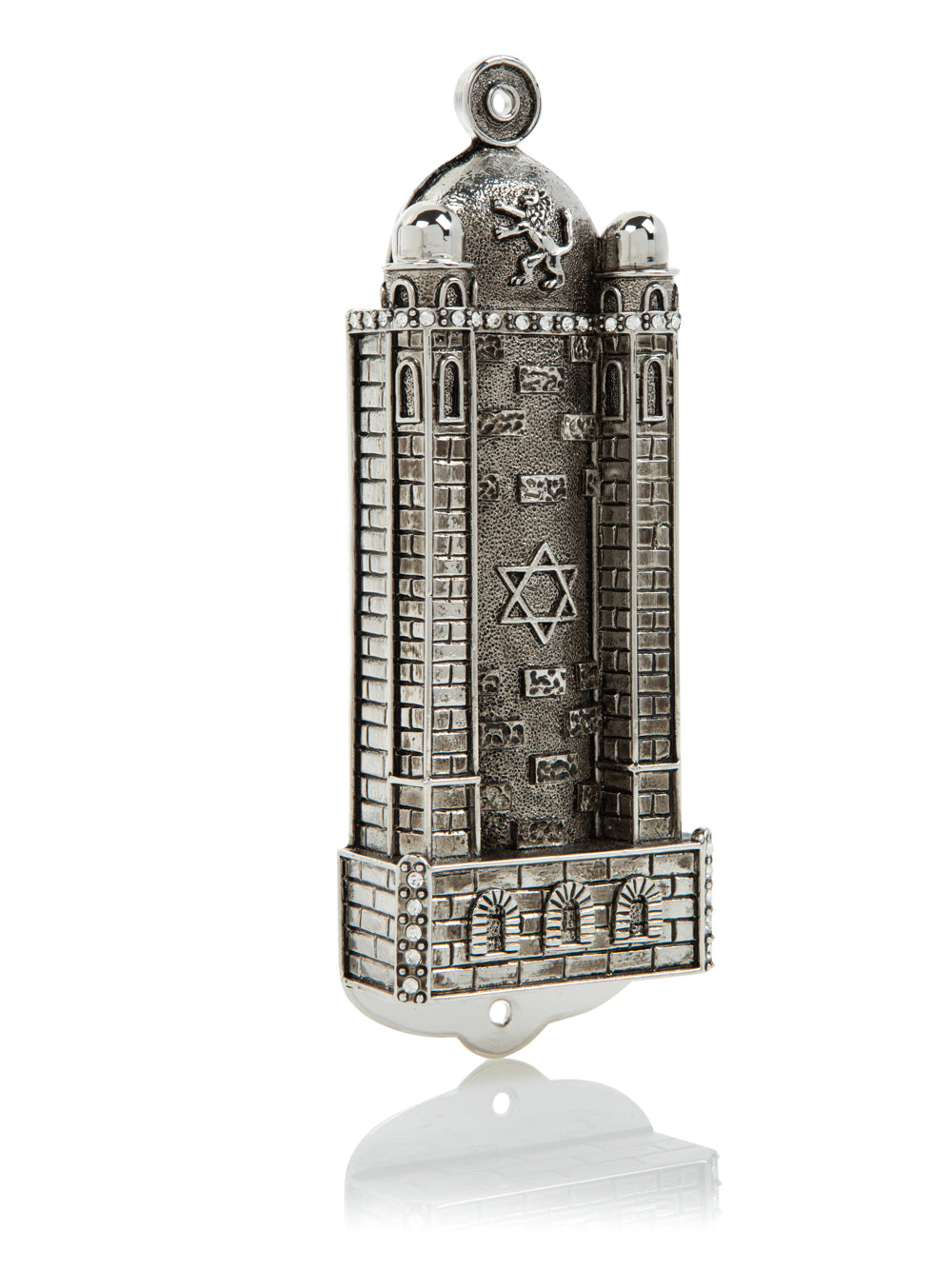 Silver Western Wall style Mezuzah