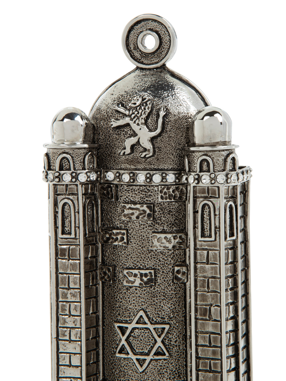 Silver Western Wall style Mezuzah