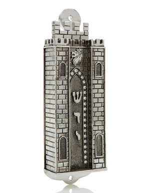 Silver Holy Ark style Mezuzah
