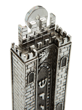 Silver Holy Ark style Mezuzah