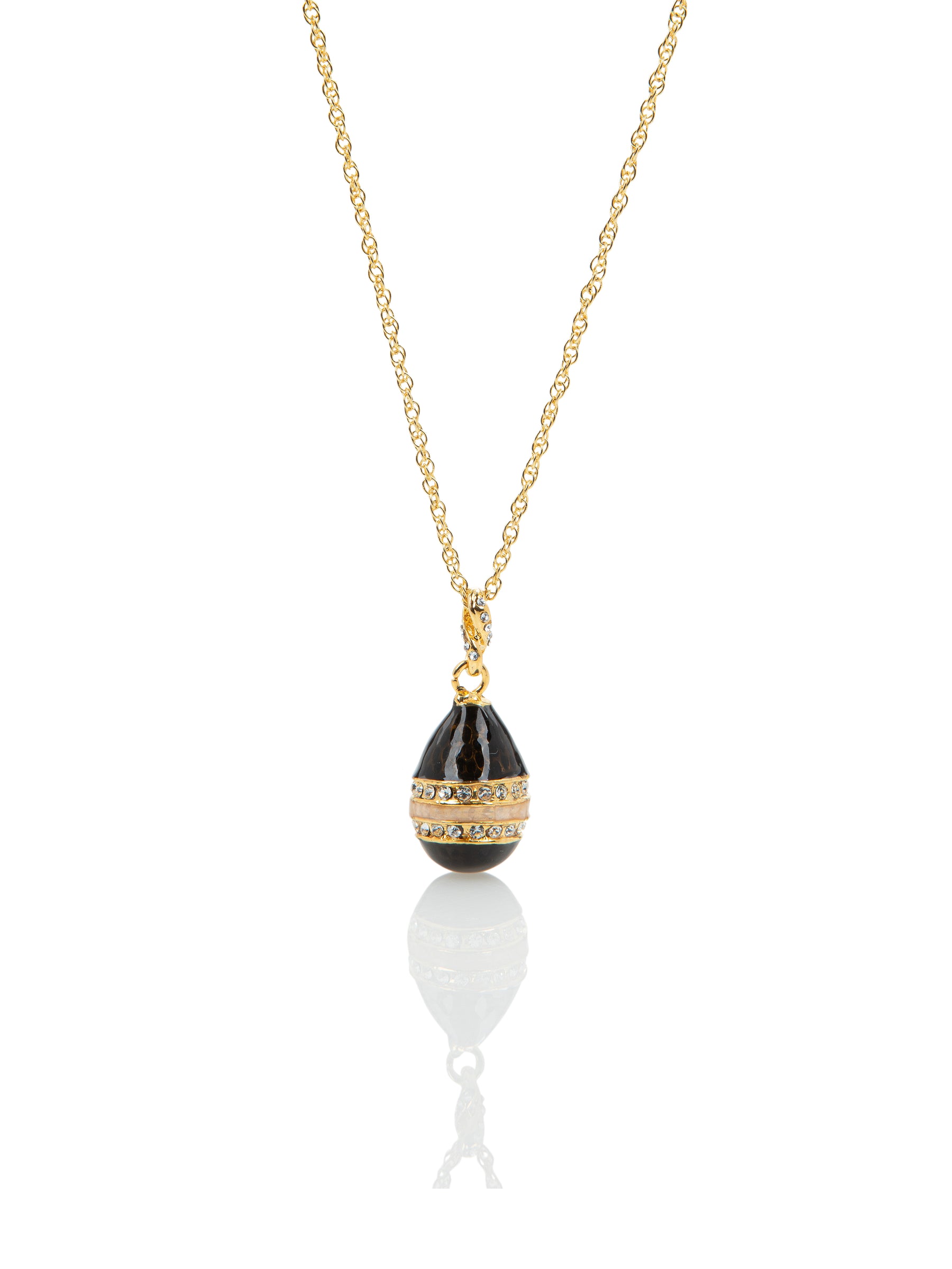 Black & Gold Egg Pendant Necklace