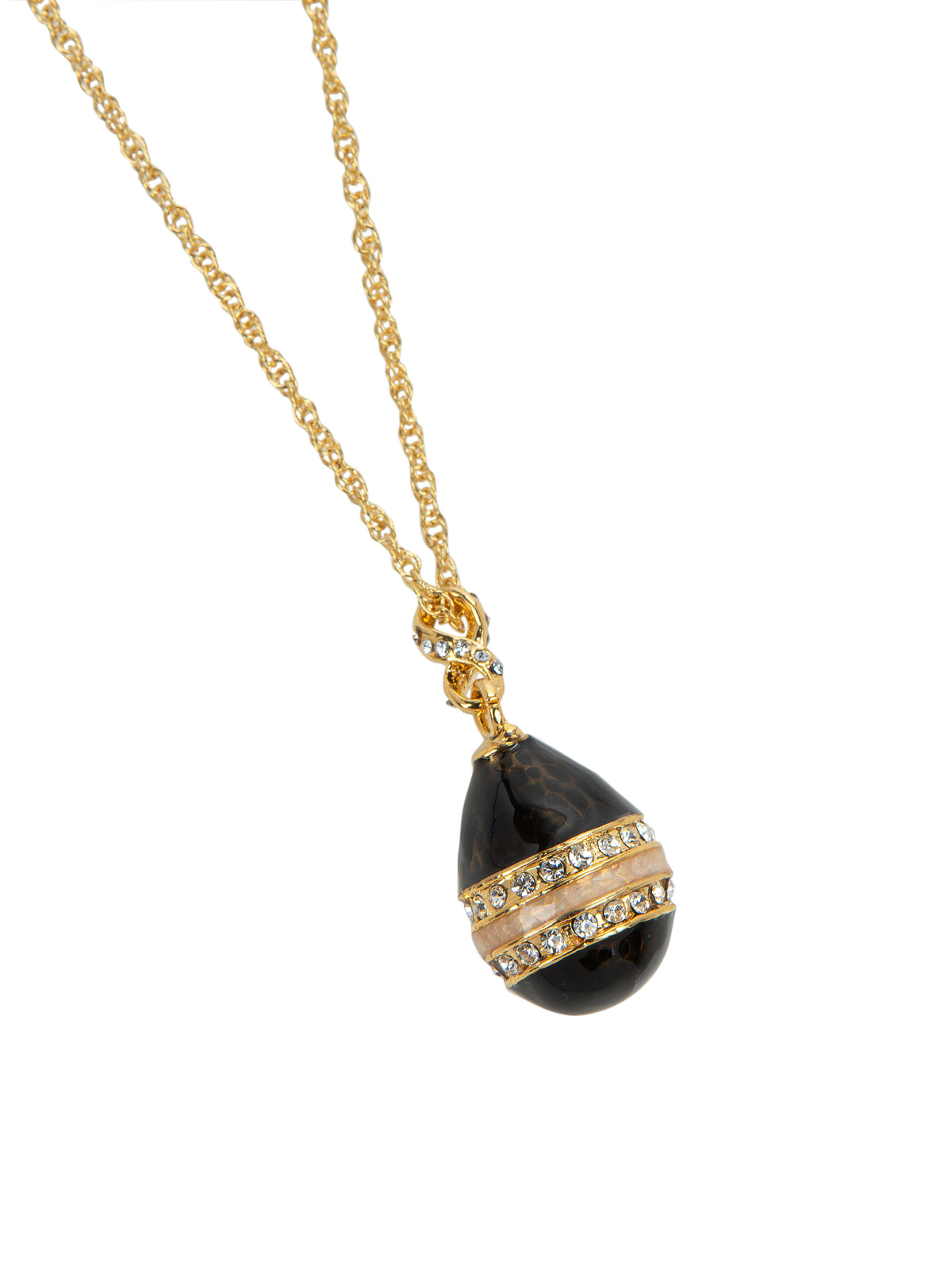 Black & Gold Egg Pendant Necklace