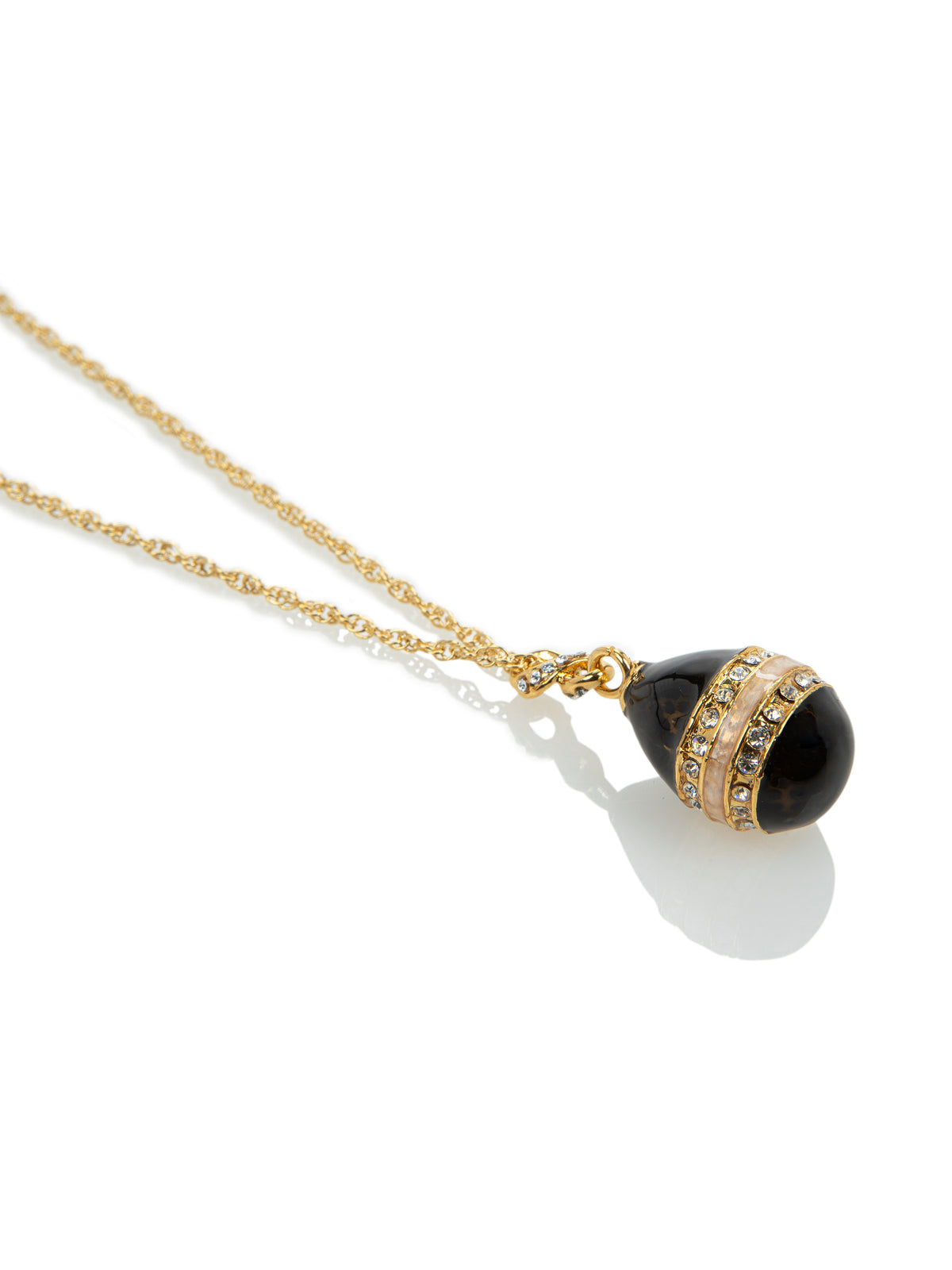 Black & Gold Egg Pendant Necklace