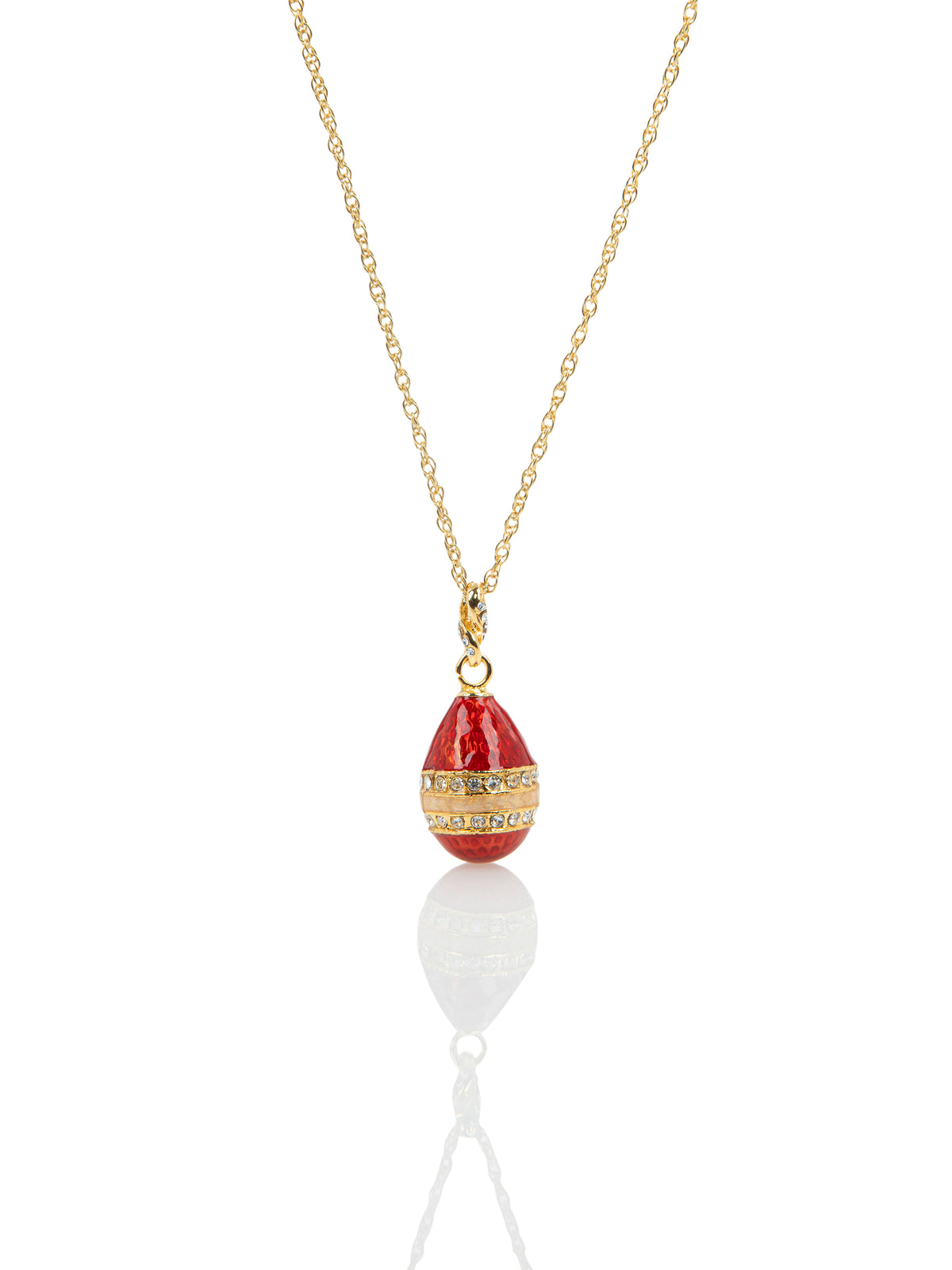 Red & Gold Egg Pendant Necklace