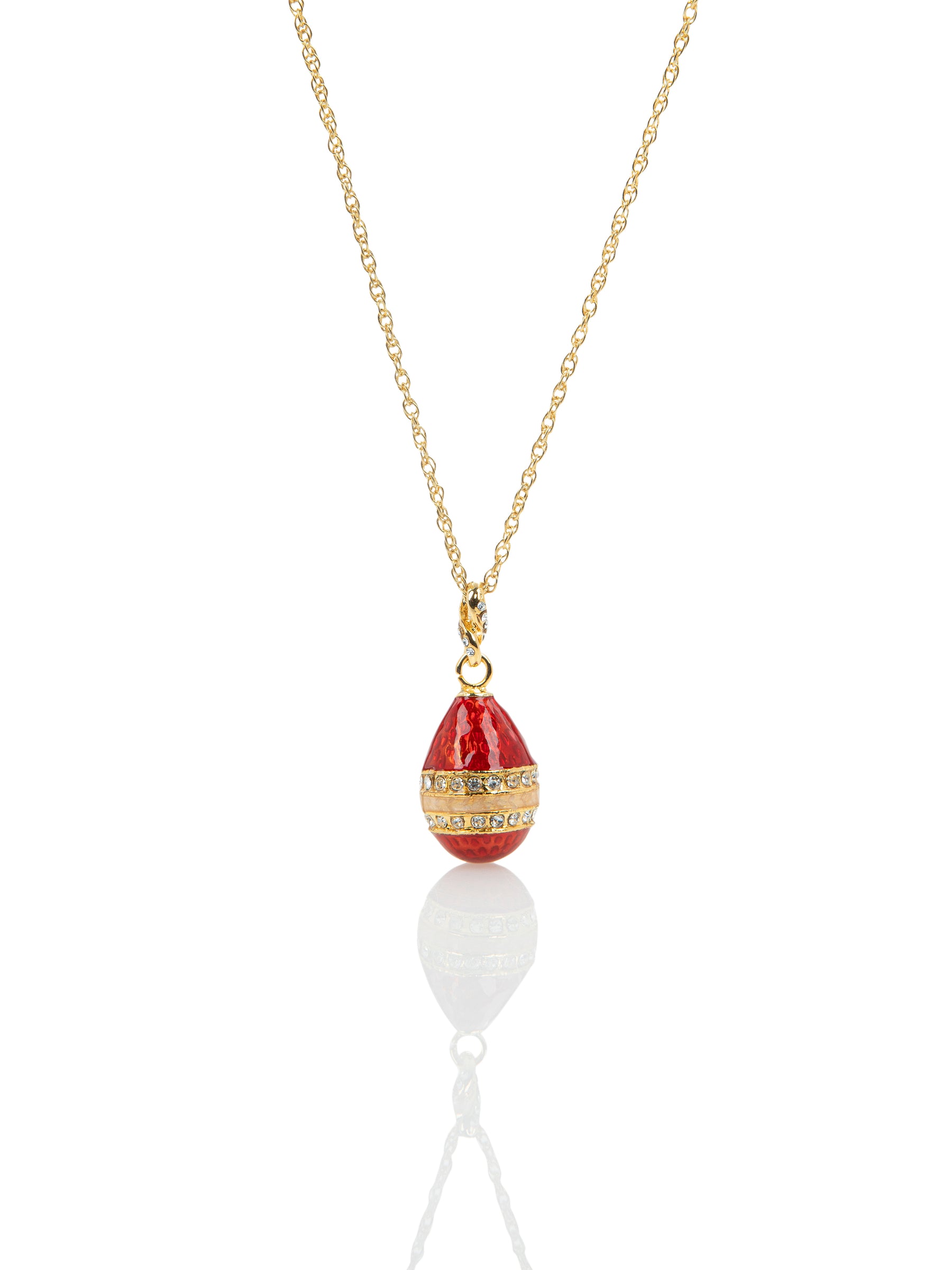 Red & Gold Egg Pendant Necklace