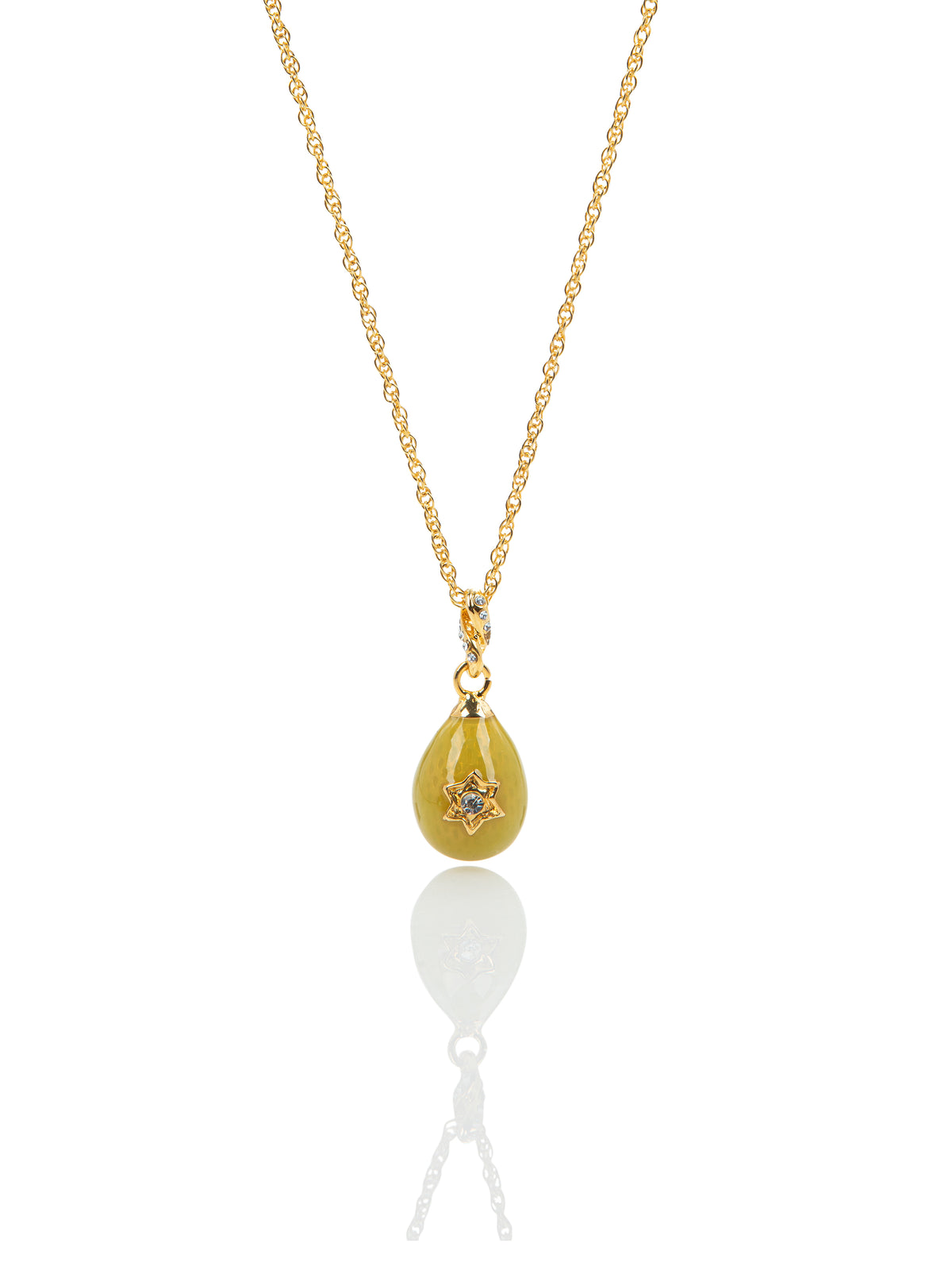 Yellow Egg Star of David Pendant Gold Necklace