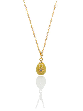 Yellow Egg Star of David Pendant Gold Necklace