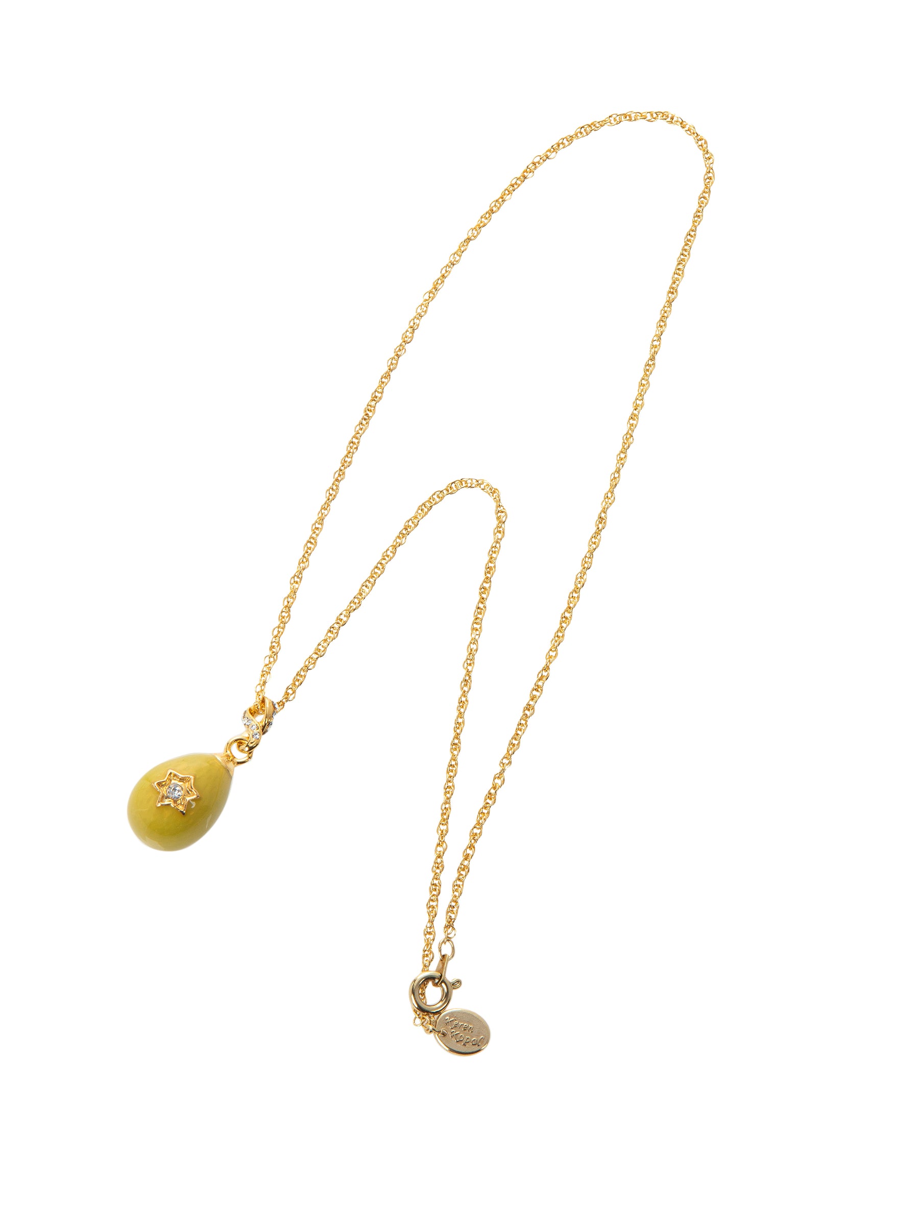 Yellow Egg Star of David Pendant Gold Necklace