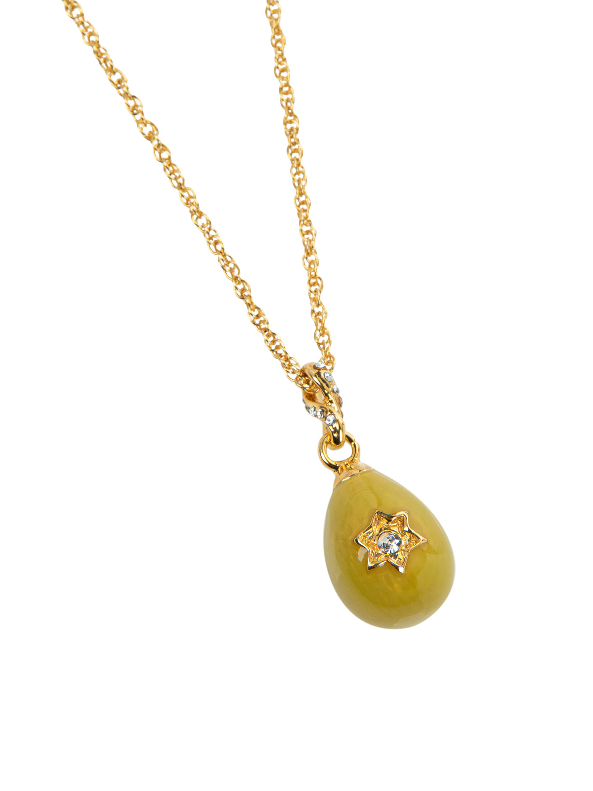 Yellow Egg Star of David Pendant Gold Necklace