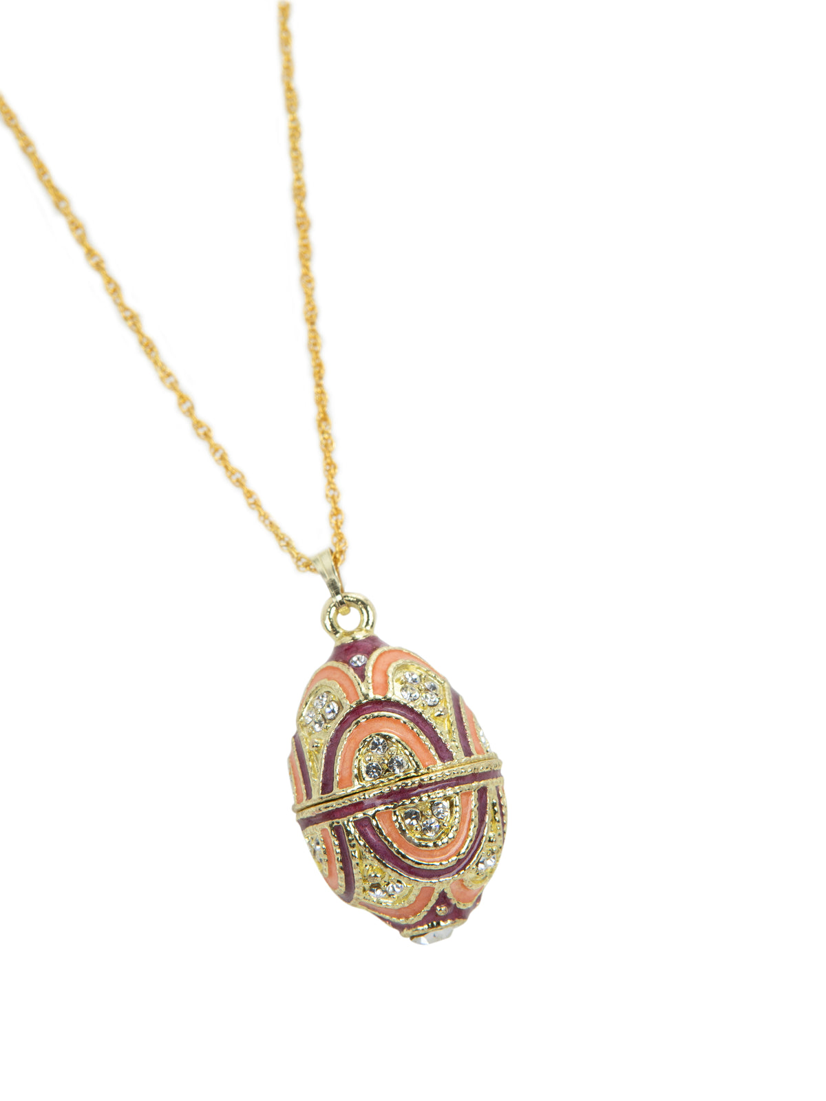 Purple & Peach Egg Pendant Necklace