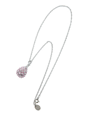 Silver Egg with Pink Crystals Pendant Necklace