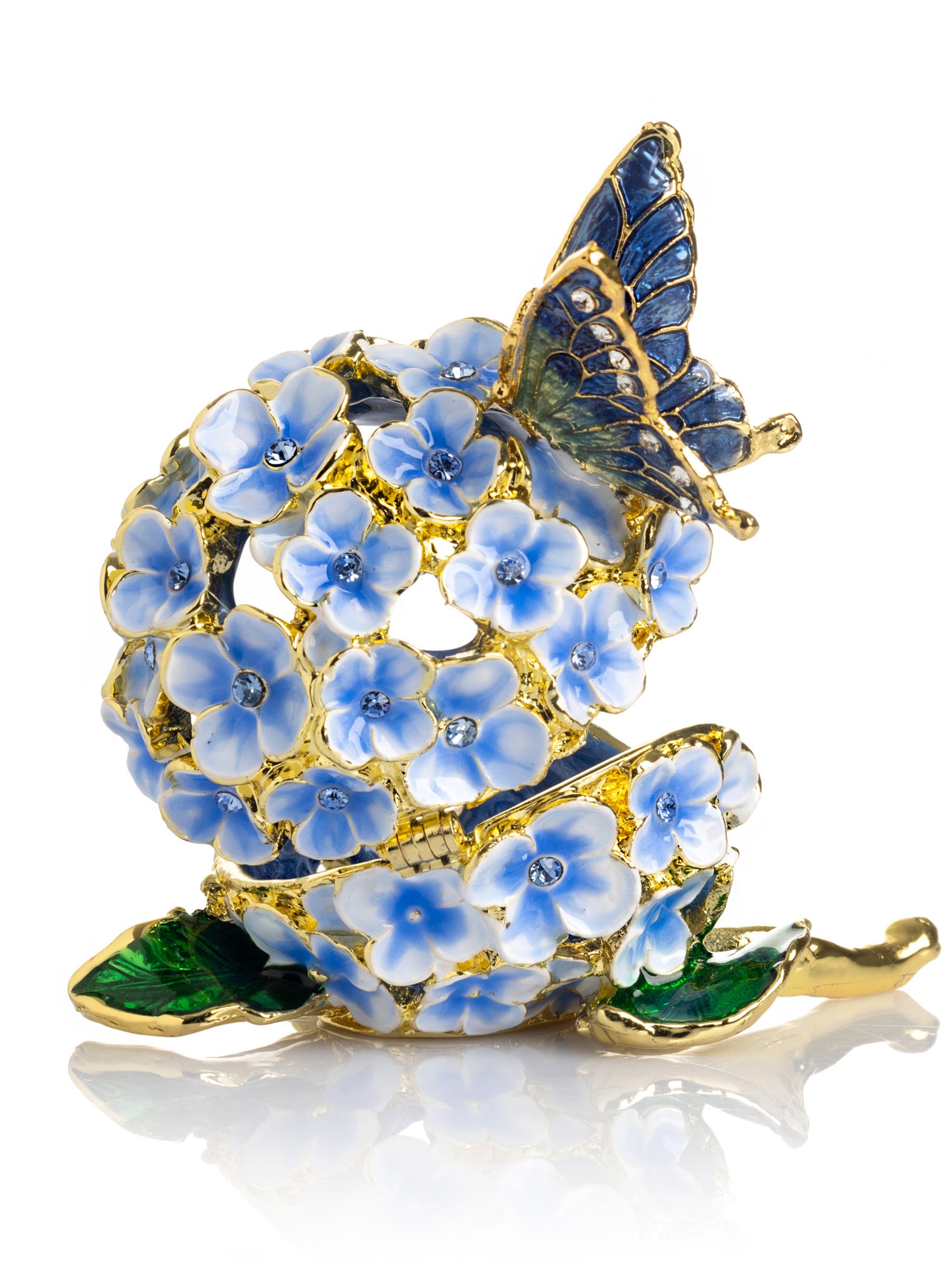 Butterfly on Blue Flower Trinket Box