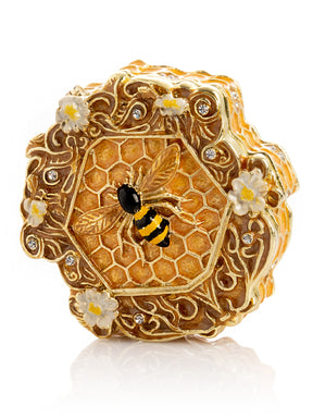 Trinket Box Honeycomb with a Bee Queen on top