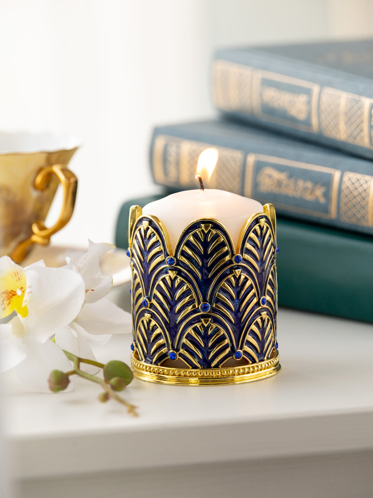 Blue Decorated Candle Holder