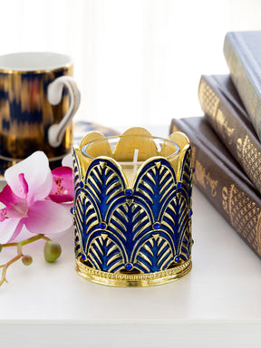 Keren Kopal Blue Decorated Candle Holder