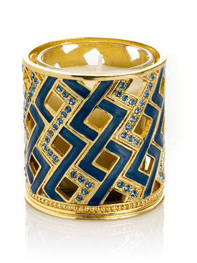 Keren Kopal Blue Decorated Candle Holder