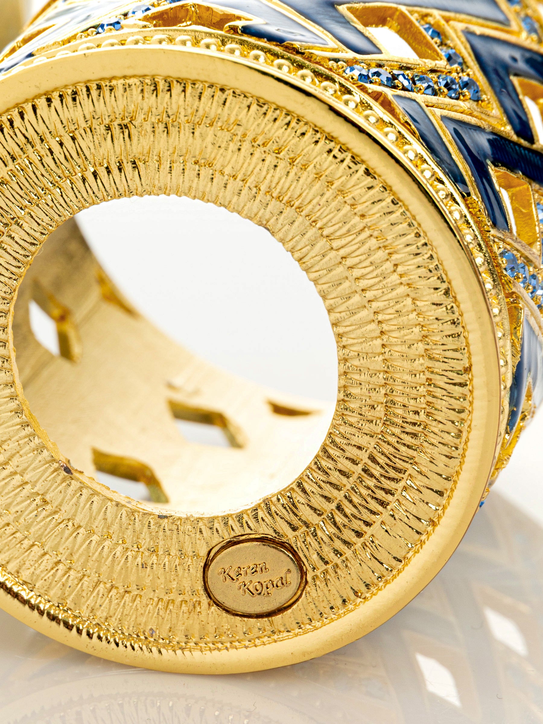 Keren Kopal Blue Decorated Candle Holder