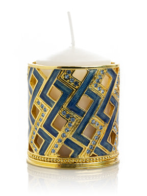 Keren Kopal Blue Decorated Candle Holder
