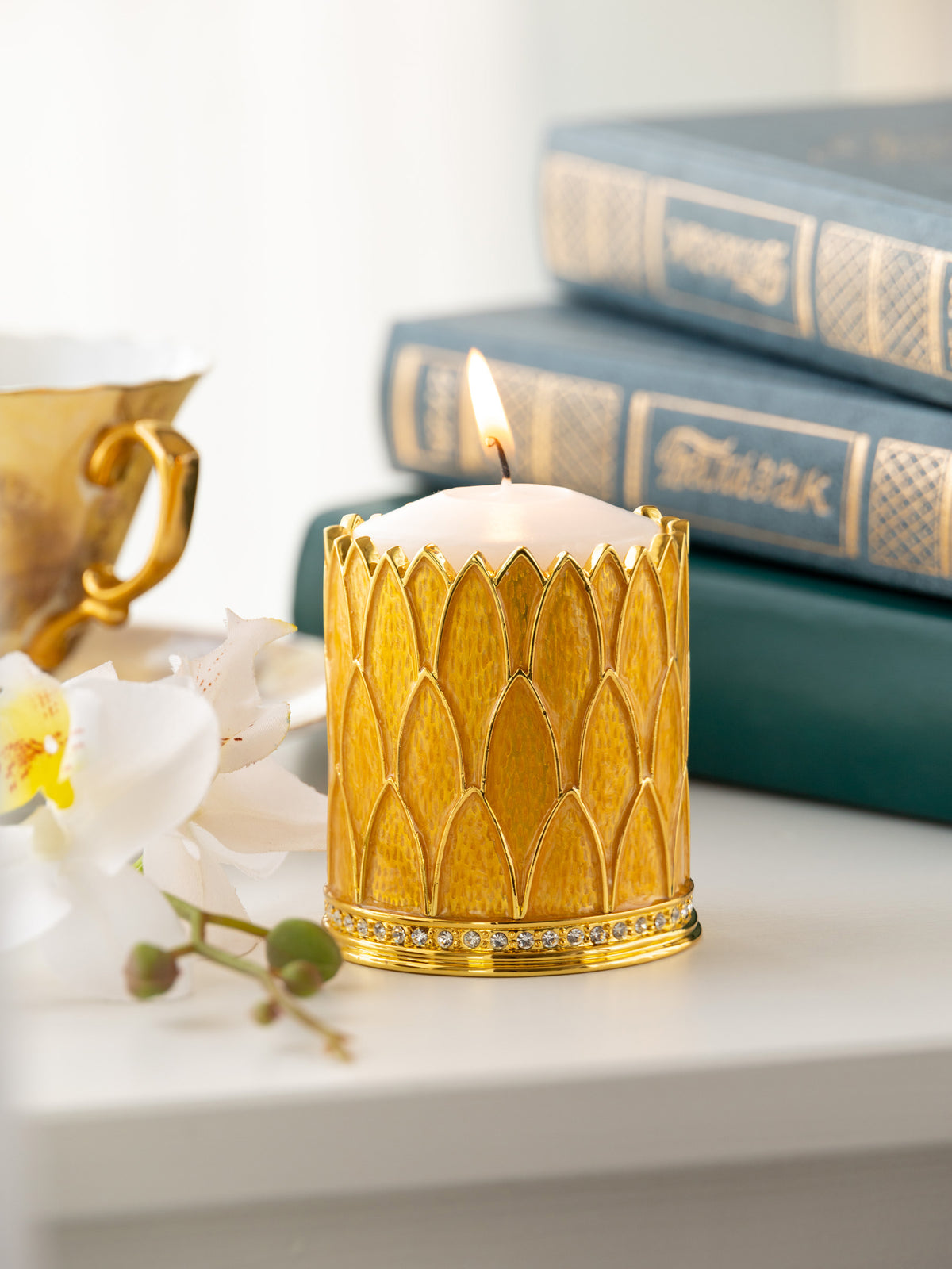 Yellow Decorated Candle Holder