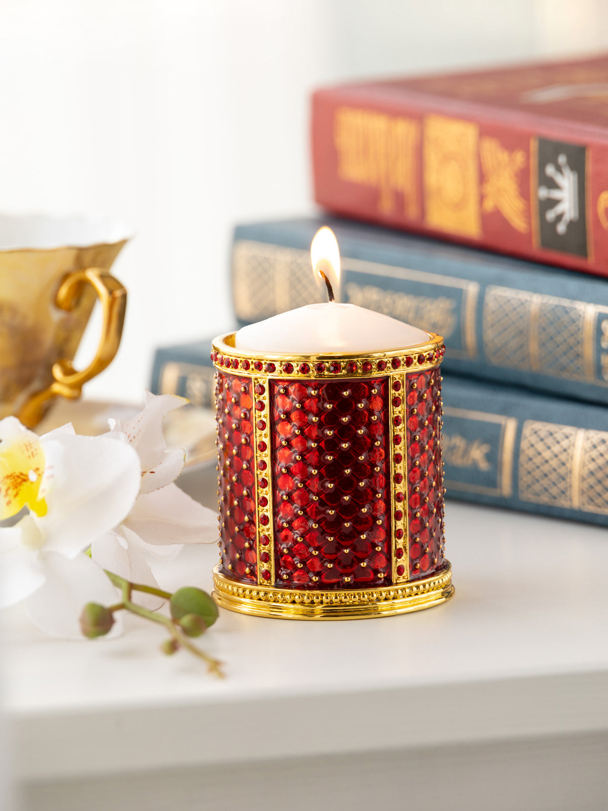 Red Decorated Candle Holder