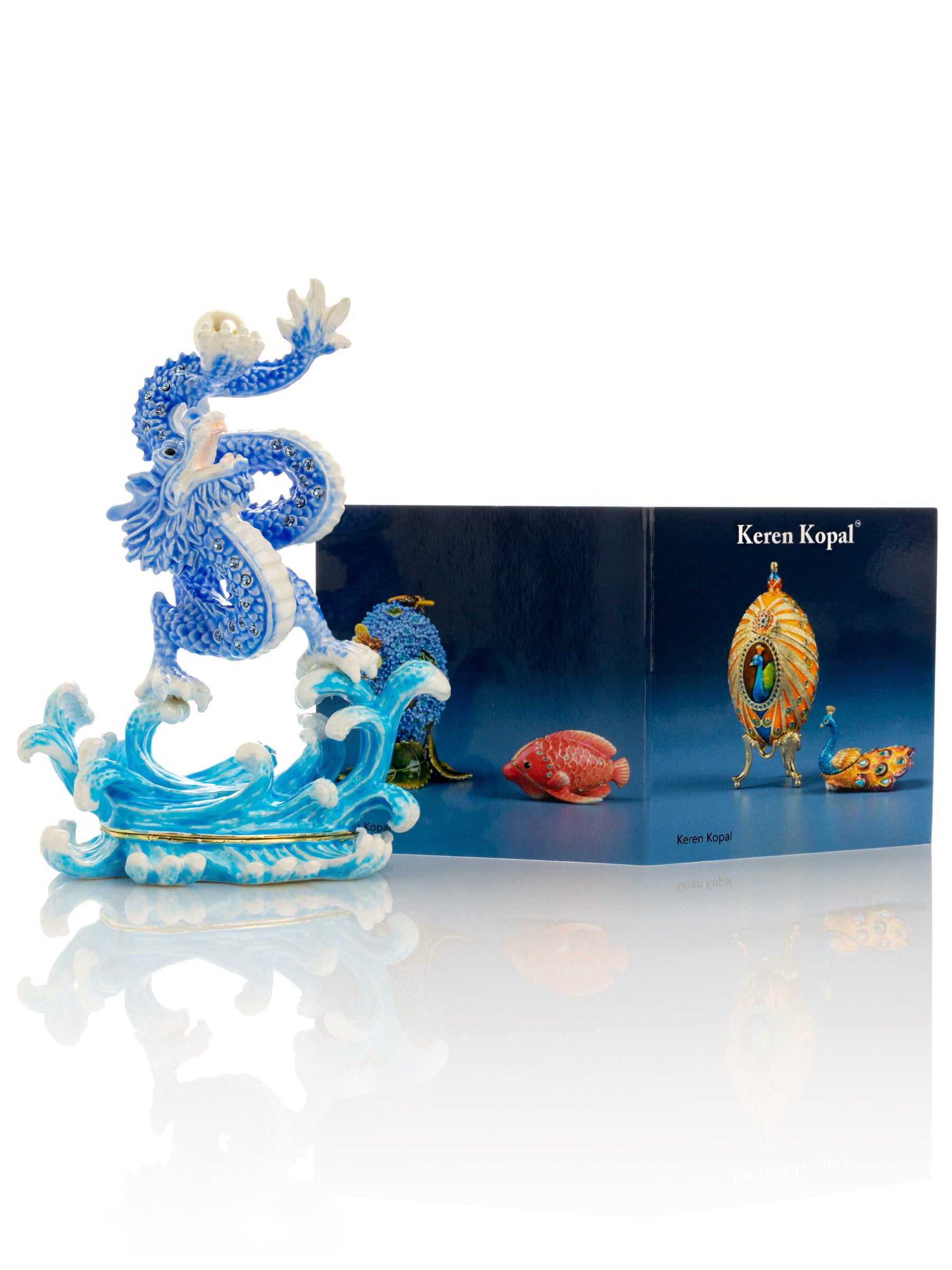 Blue Chinese Dragon on Ocean sea waves water