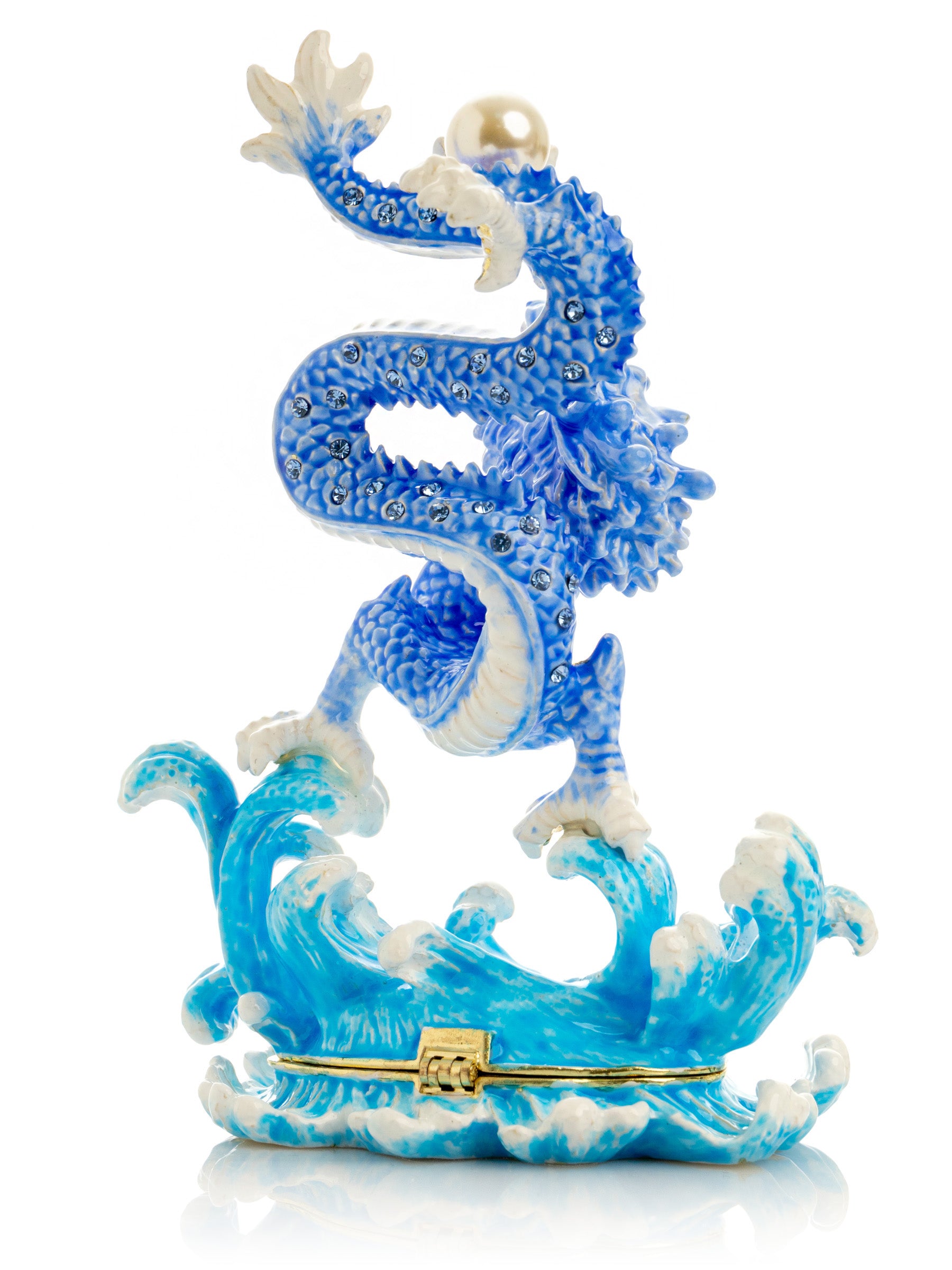 Blue Chinese Dragon on Ocean sea waves water