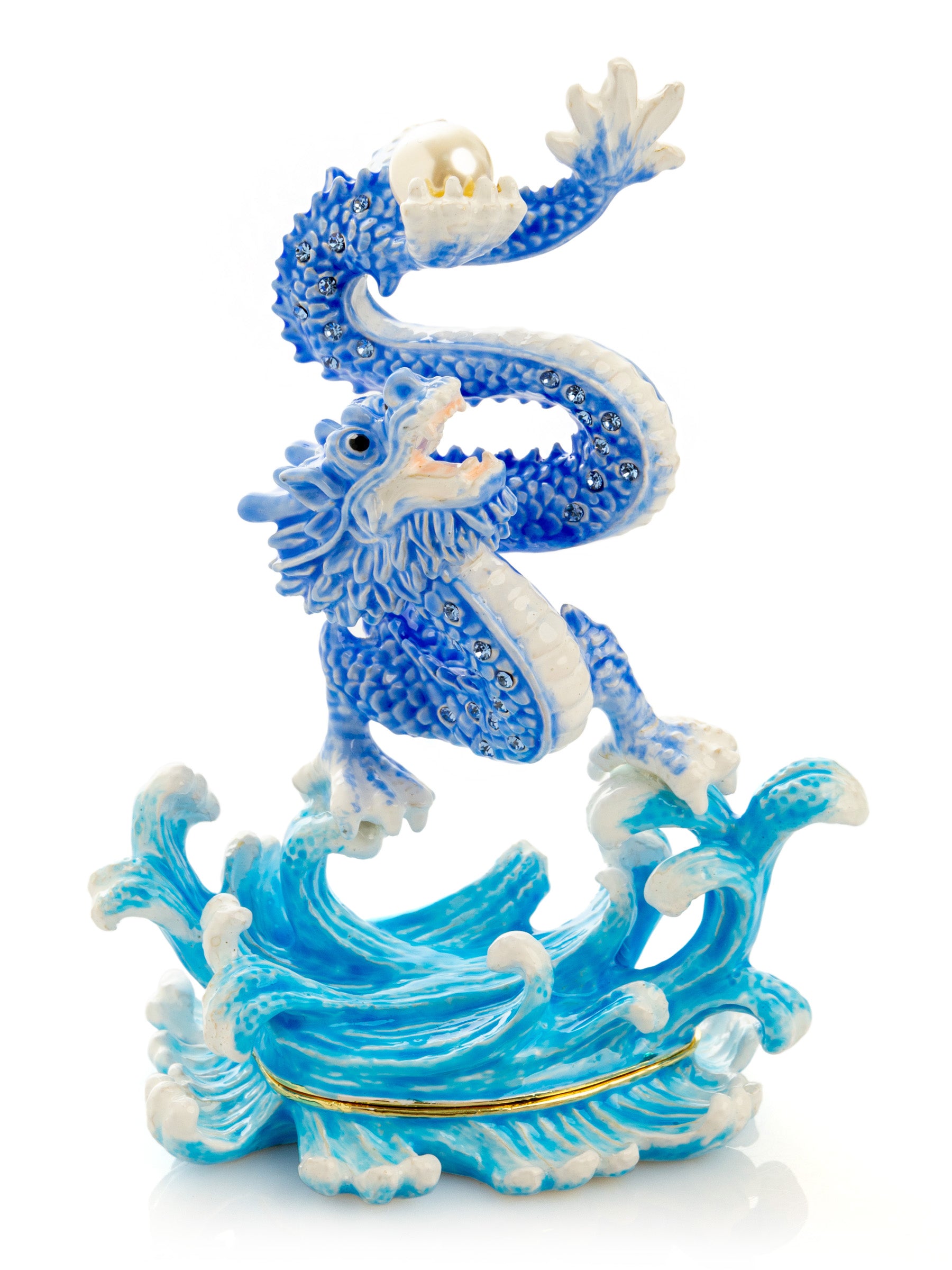 Blue Chinese Dragon on Ocean sea waves water