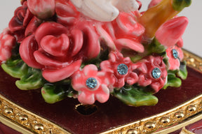 Keren Kopal Red Decorated Box with Roses and Two White Doves