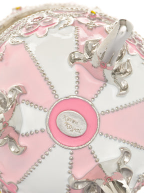 Rosafarbenes Fabergé-Ei mit aufziehbarem Pferdekarussell