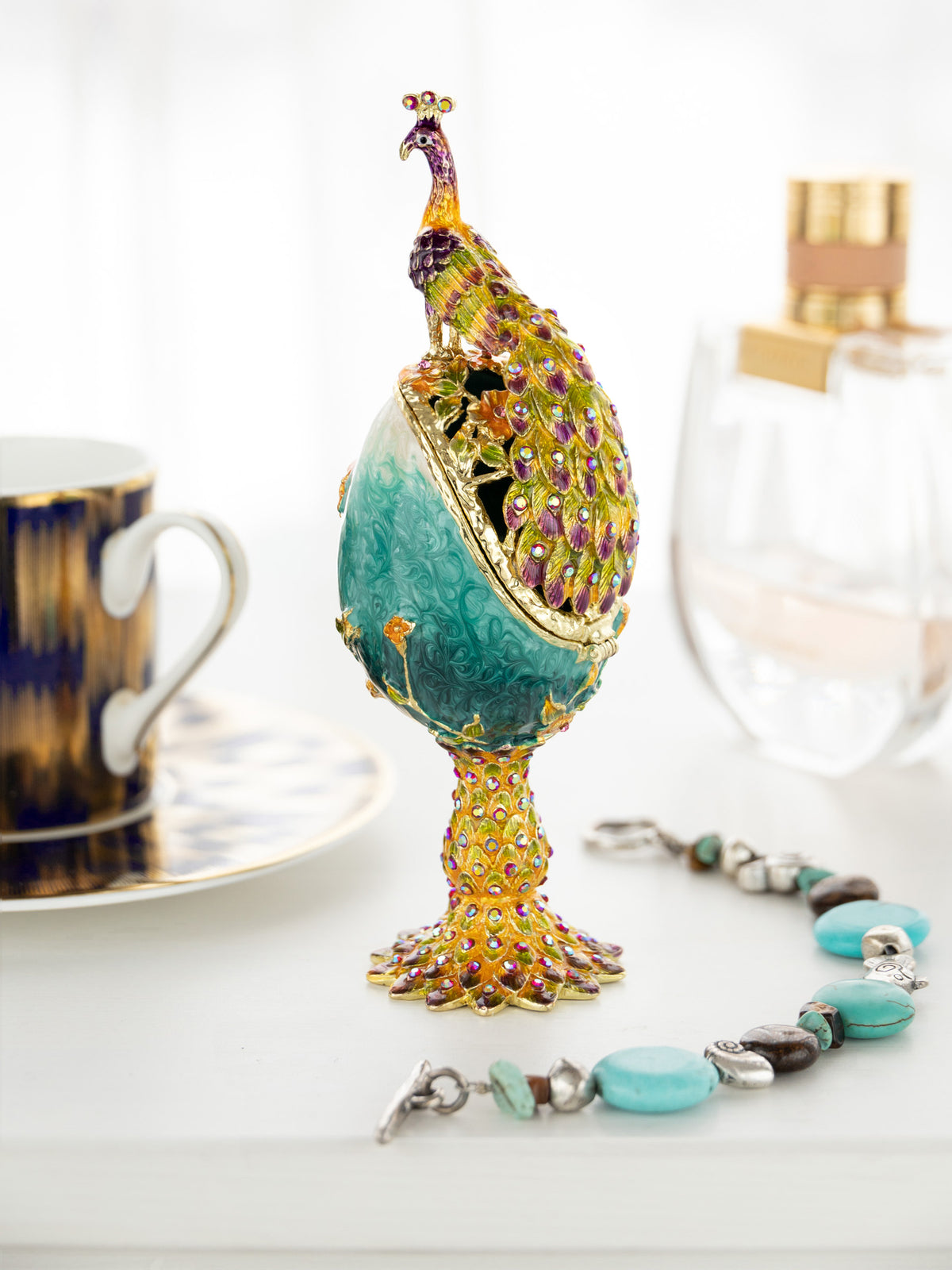 Peacock on a Faberge Egg