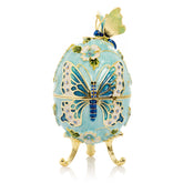 Turquoise Faberge Egg with Flowers and Butterfly