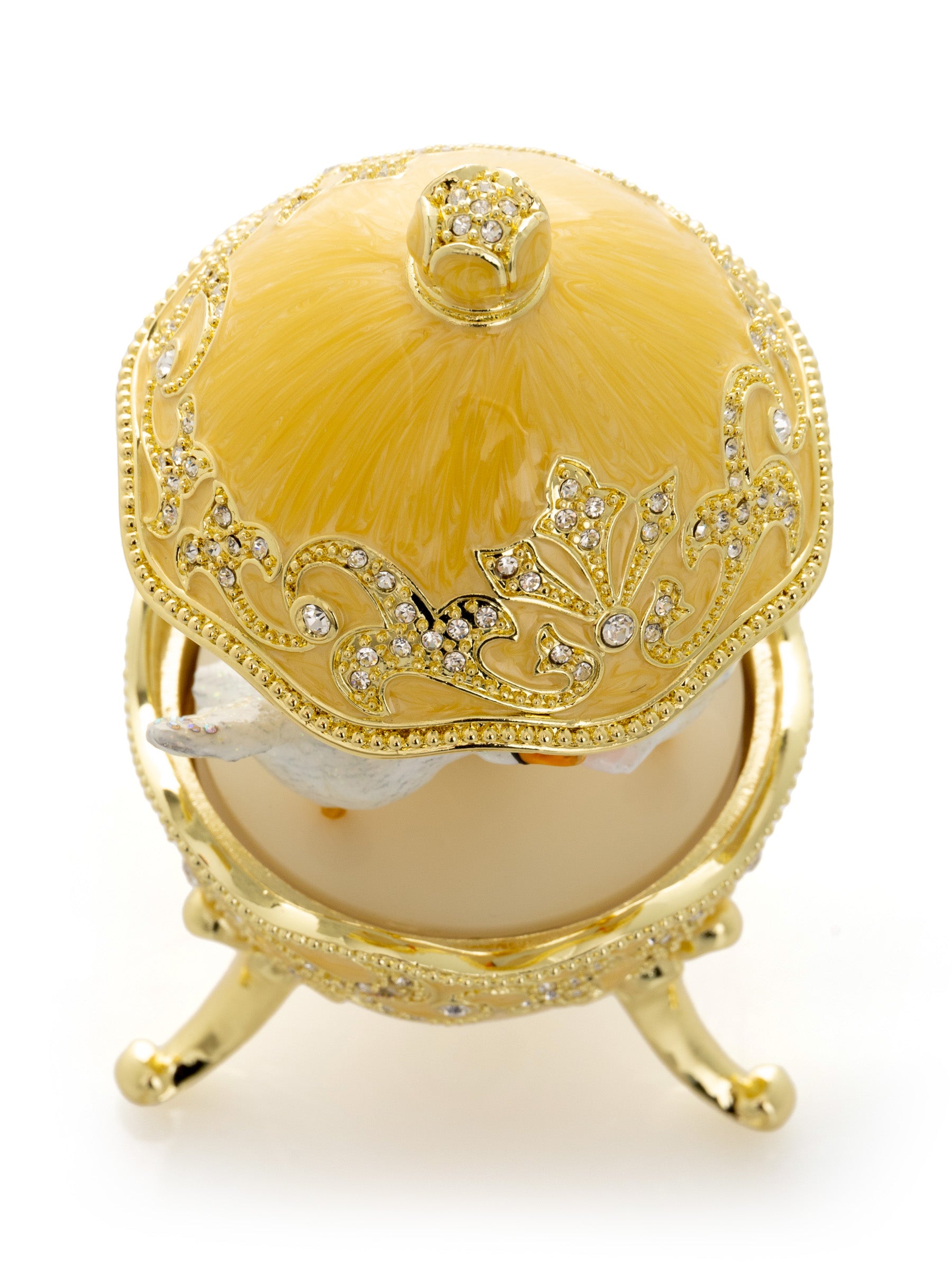 Yellow Carousel Egg with White Swans