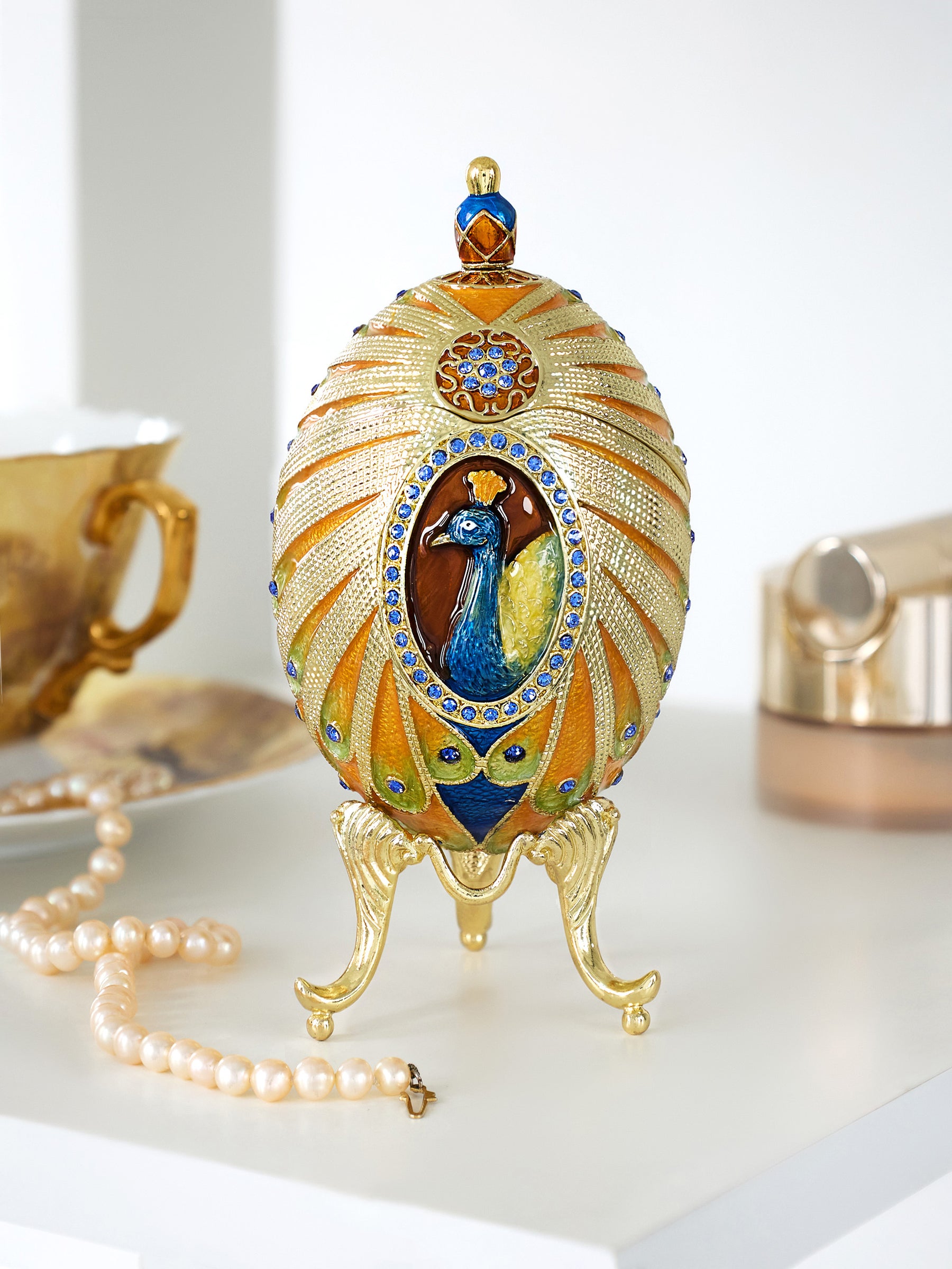 Colorful Peacock Faberge Egg