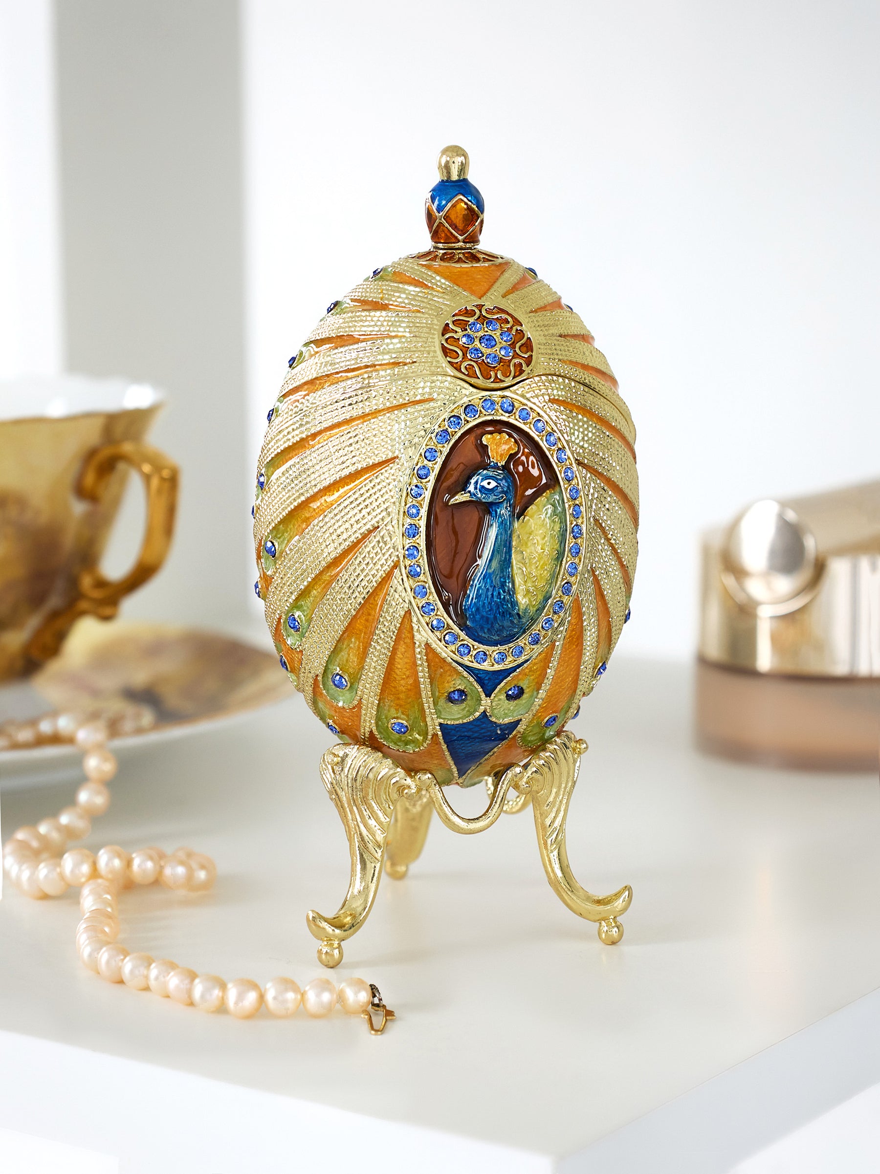 Colorful Peacock Faberge Egg