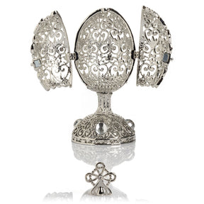 Keren Kopal Silver Easter Egg with Ferris Wheel Surprise Inside