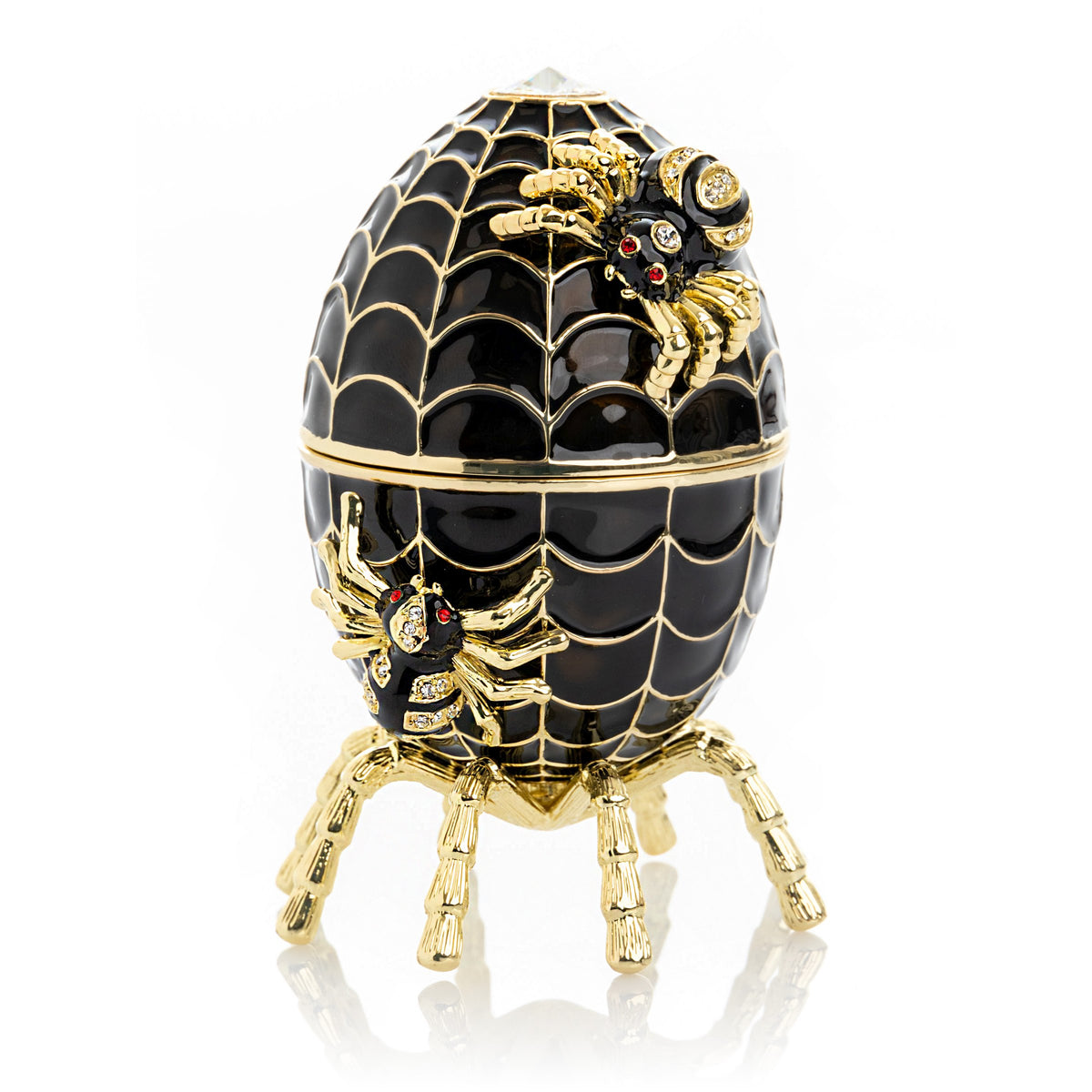 Schwarzes Faberge-Ei, Spinnennetz, Dekoration, Musik spielendes Ei